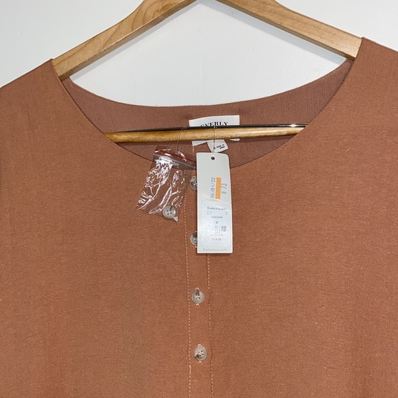 NWT Everly Peach Tan Linen Blend Tunic Top or Mini Dress size Medium - Picture 3 of 11